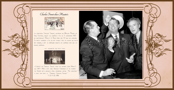 photo - Marcel Pagnol, Charles Trenet et Jean Cocteau chez Maxim's 1955